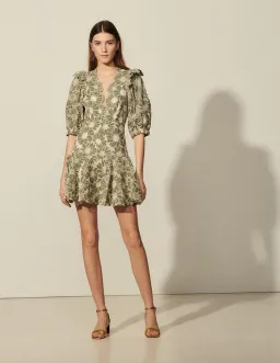 SANDRO embroidered floral green mini dress for rent on The Volte - image 9