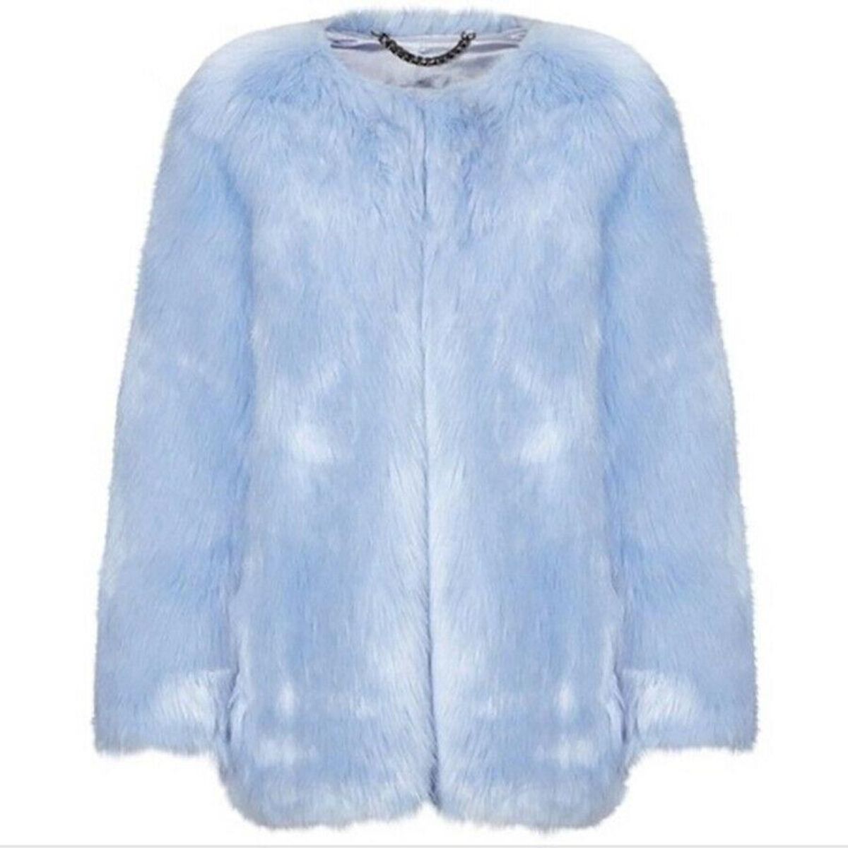 THP Faux Fur Coat in Baby Blue - Image 3