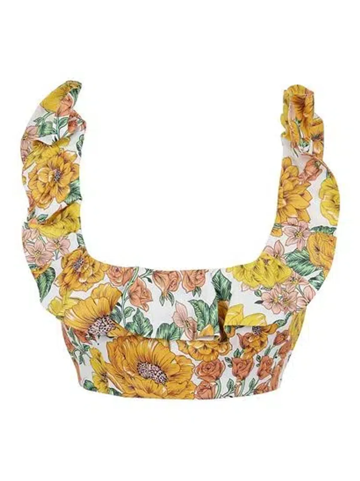 Zimmermann Poppy Frill Neck Crop Top Sunshine Floral Size 6 - Image 2