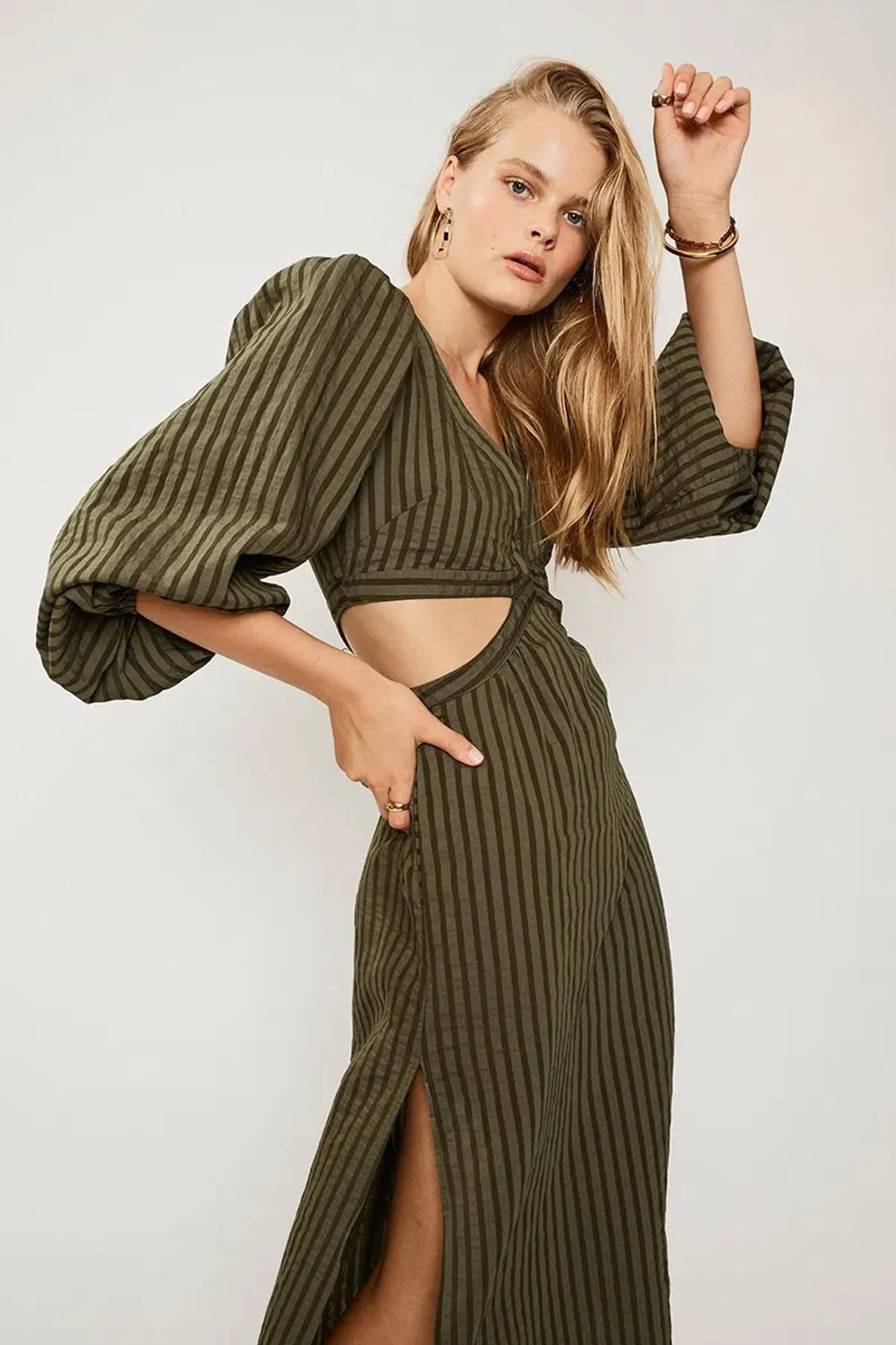 Suboo Queenie Cut Out Dress Olive Size 8 - Image 2