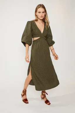 Suboo Queenie Cut Out Dress Olive Size 8 for rent on The Volte - image 1