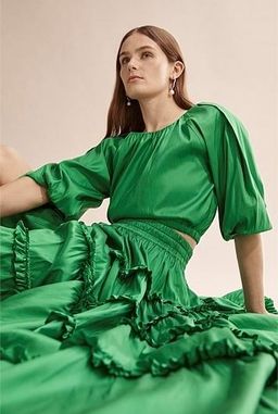 Country Road Green Silk Tiered Skirt Size 8 (Never worn) for rent on The Volte - image 3