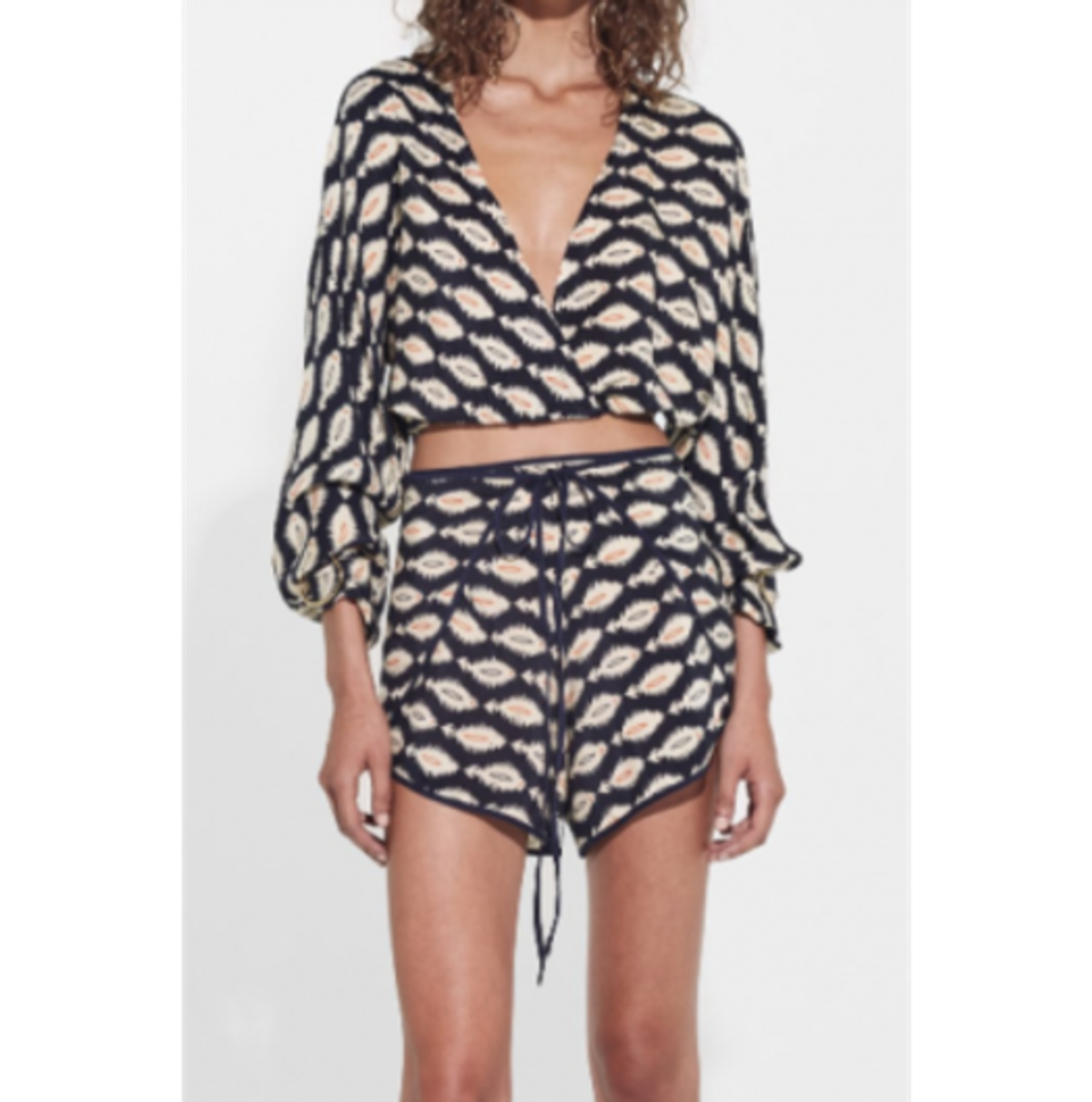 Sir The Label Mila Long Sleeve Silk Wrap Top Arrow Print | AU 10 - Image 3