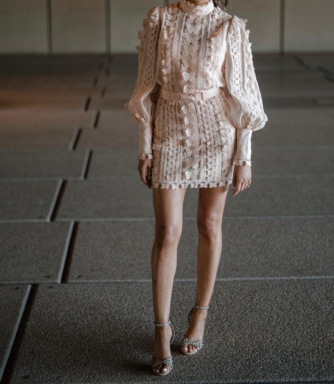 Zimmermann Super Eight Flutter Mini Skirt Size 0P & Shirt Size 0 Set Blush for rent on The Volte - main image