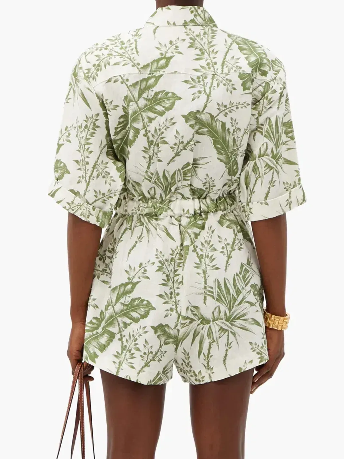 Zimmermann Empire Leaf Print Playsuit Green Size 0/8 - Image 2