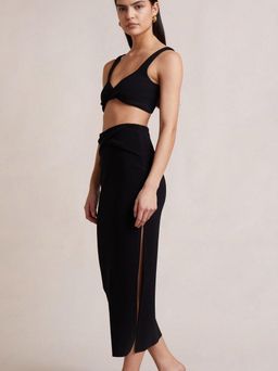 Bec & Bridge Clover Crop Top and Midi Skirt Set Black Size 12 for rent on The Volte - image 1