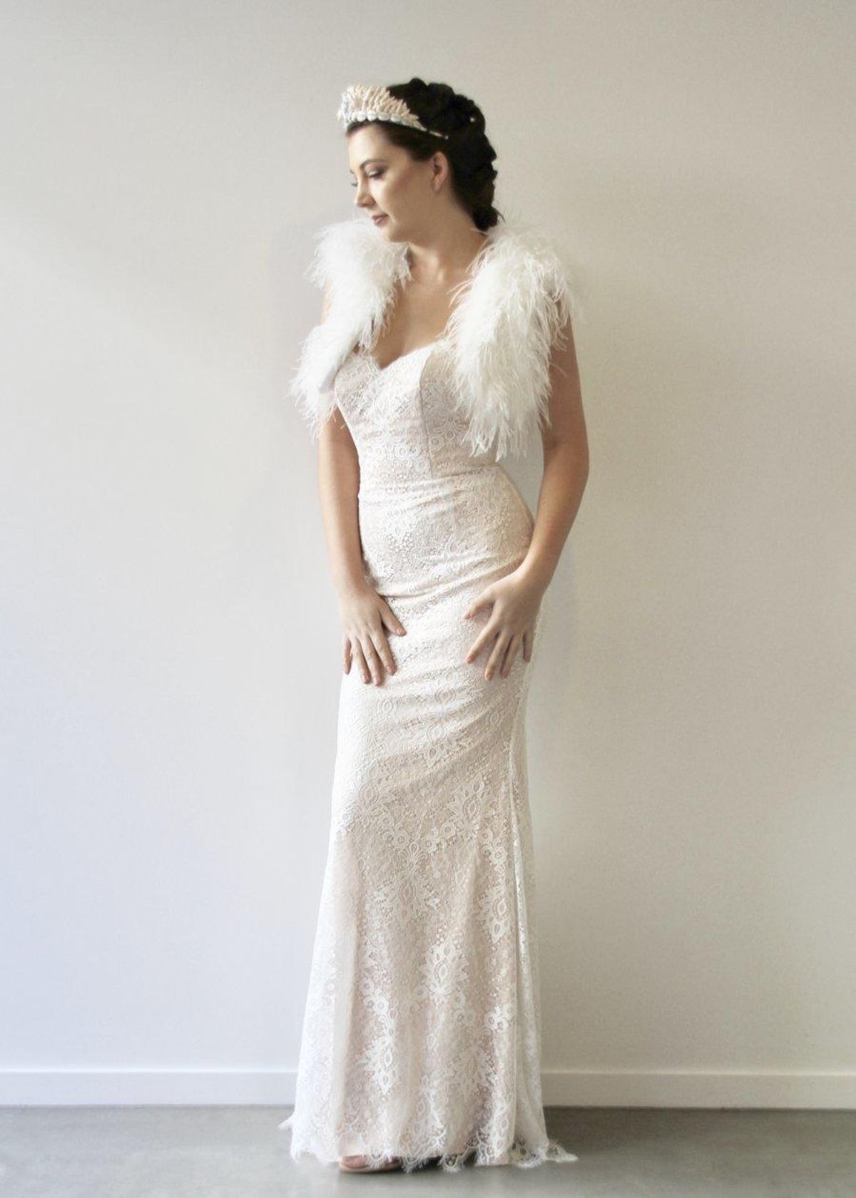 When Freddie Met Lilly Ostrich Shrug Off White One Size - Image 1