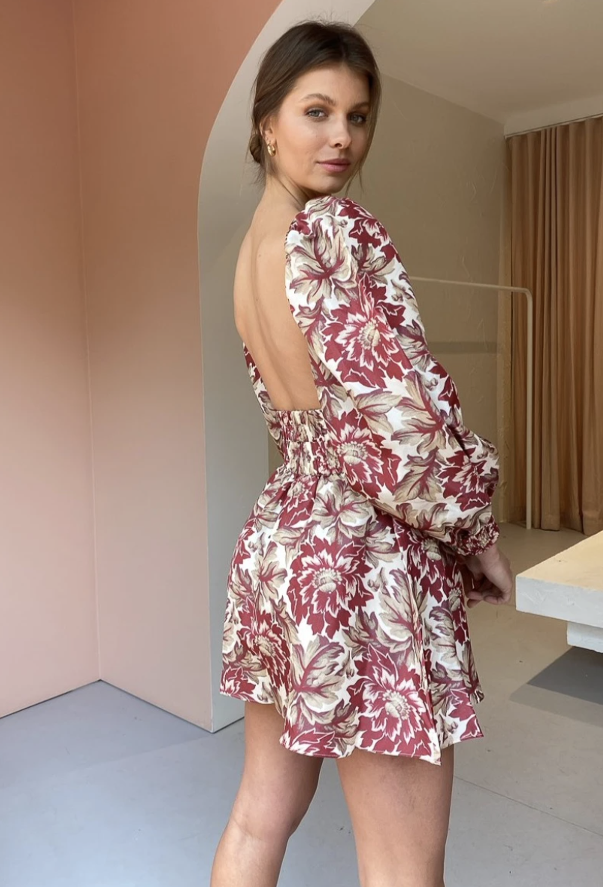 Sir The Label Open Back Top with Skirt Mini Red Floral Size 1 | AU 8 - Image 2