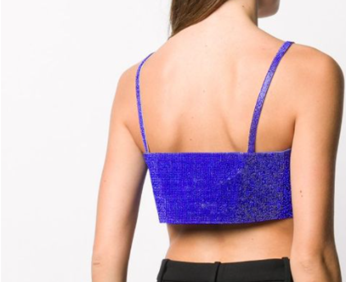 Nue Studio Crystal Embellished Vest Top Blue Size M - Image 2