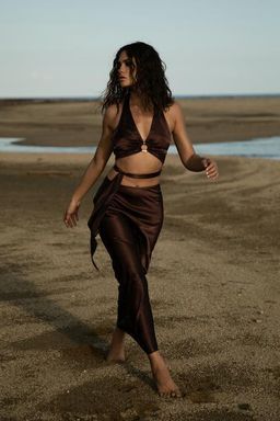 Rat & Boa Portia Halterneck Top & Carlotta Skirt Set Brown Size 10 for rent on The Volte - image 3