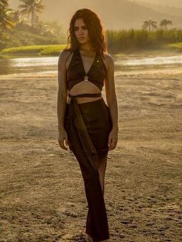 Rat & Boa Portia Halterneck Top & Carlotta Skirt Set Brown Size 10 for rent on The Volte - image 1