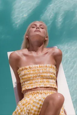 Steele Paradise Crop and Erika Skirt Set Papaya Check Print Size 10 for rent on The Volte - image 6