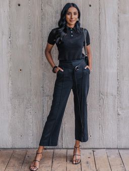 Viktoria and Woods Double Polo Knit Top Black Size 8 for rent on The Volte - image 1