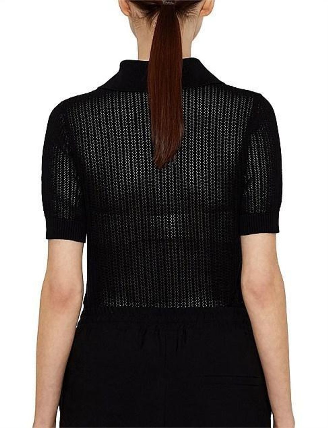 Viktoria and Woods Double Polo Knit Top Black Size 8 for rent on The Volte - main image