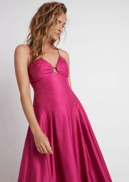 Aje Solstice Strappy Ring Midi Dress Fuchsia Size 8 for rent on The Volte - image 2