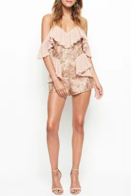 Alice McCall Synthetic Let’s Get Loud Romper Rose Gold Size 4 for rent on The Volte - image 1