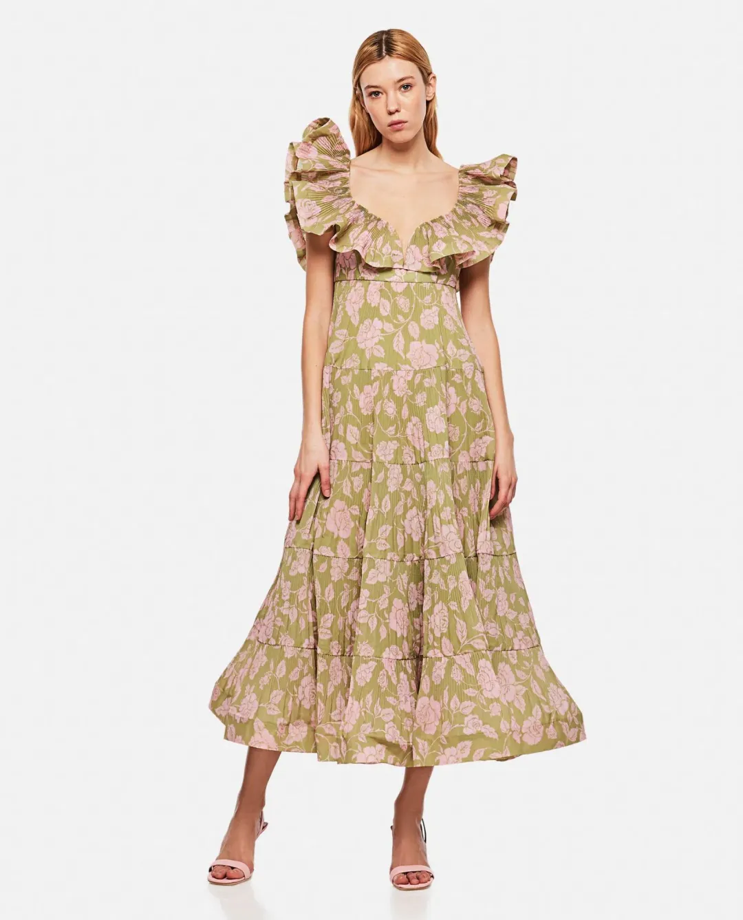 Zimmermann The Lovestruck Pleated Gown Floral Print Size 2 / AU 12 for rent on The Volte - main image