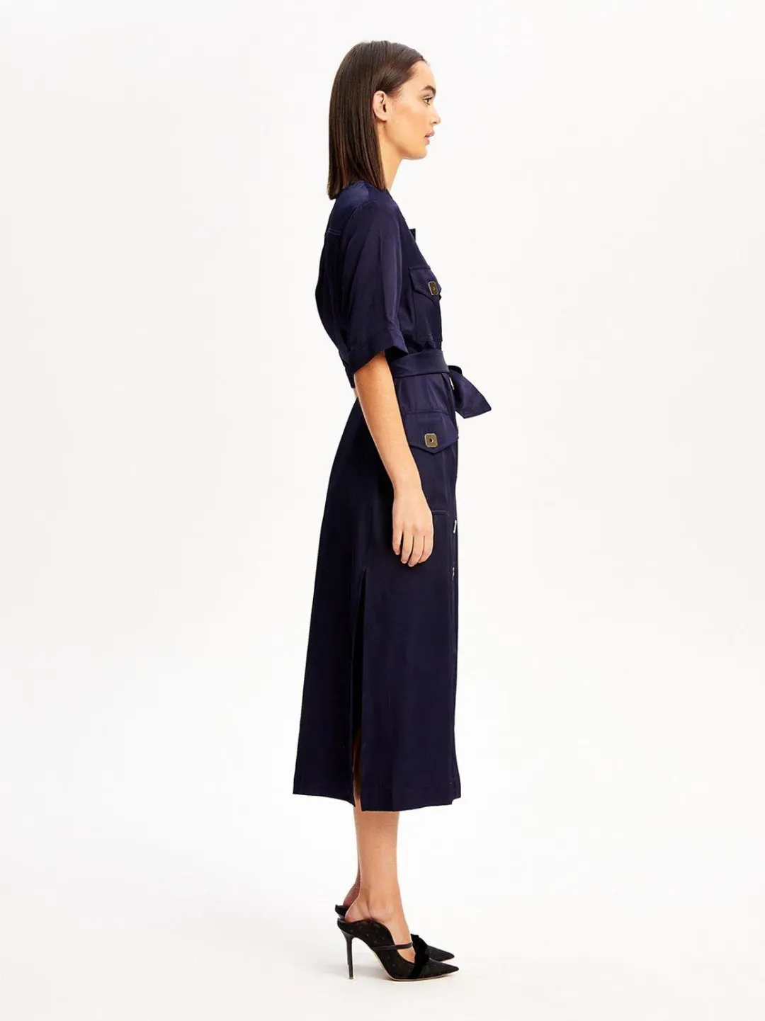ALICE MCCALL NAVY PALOMA MIDI DRESS - SIZE 6 AU/2 US (RRP $425) for rent on The Volte - main image