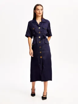ALICE MCCALL NAVY PALOMA MIDI DRESS - SIZE 6 AU/2 US (RRP $425) for rent on The Volte - image 2