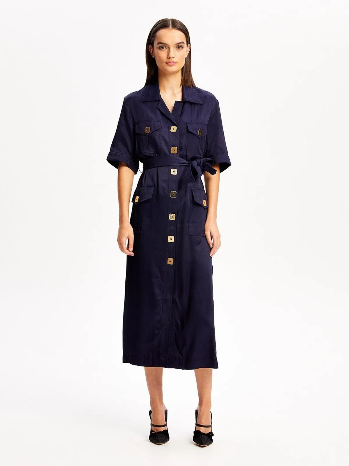 ALICE MCCALL NAVY PALOMA MIDI DRESS - SIZE 6 AU/2 US (RRP $425) - Image 3