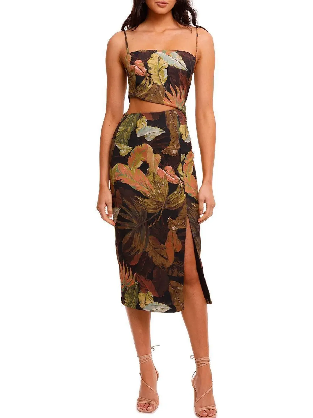 Pasduchas Botanist Slash Midi Dress Print Size 6 - Image 1