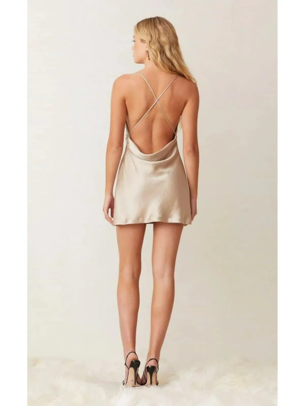 Bec & Bridge Pearl Bay Mini Dress Champagne Beige Size XS / AU 6 - Image 2