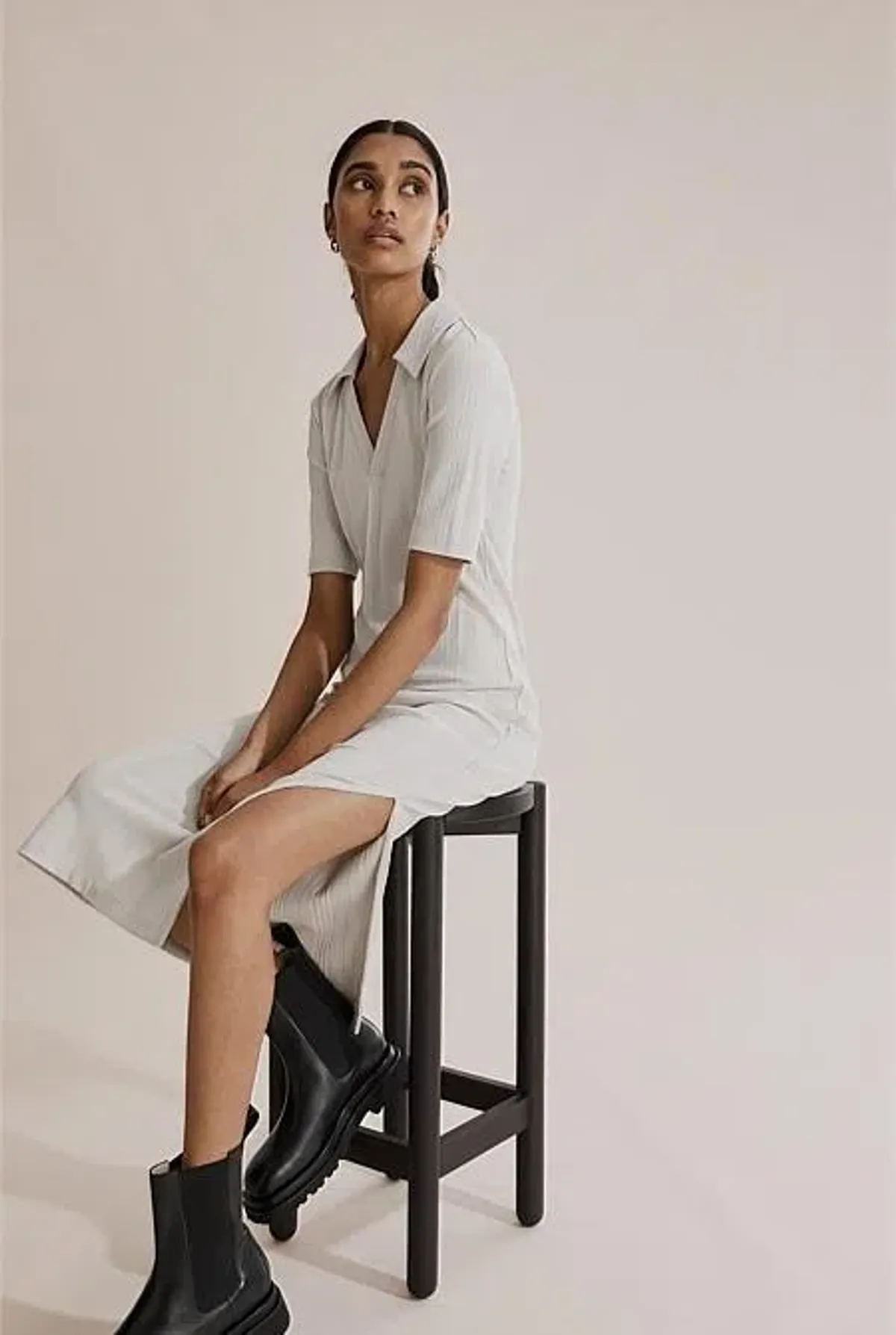 Country Road Rib Polo Midi Dress Grey Size 10 - Image 2