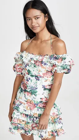 Zimmermann Allia Pintuck Linen Short Dress Floral Print Size 8 for rent on The Volte - image 2