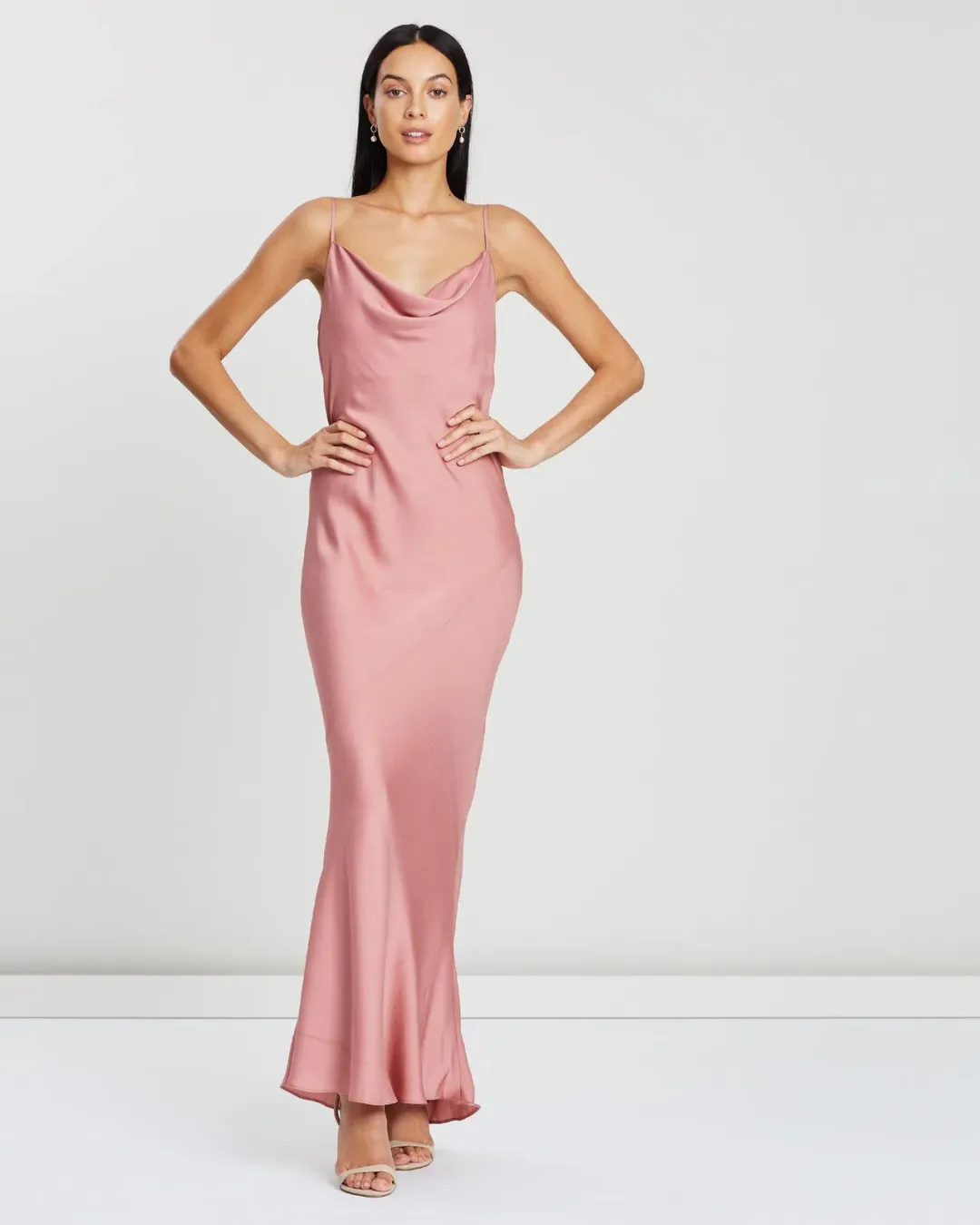 Shona Joy Luxe Bias Cowl Slip Dress Rose Size 14 for rent on The Volte - main image