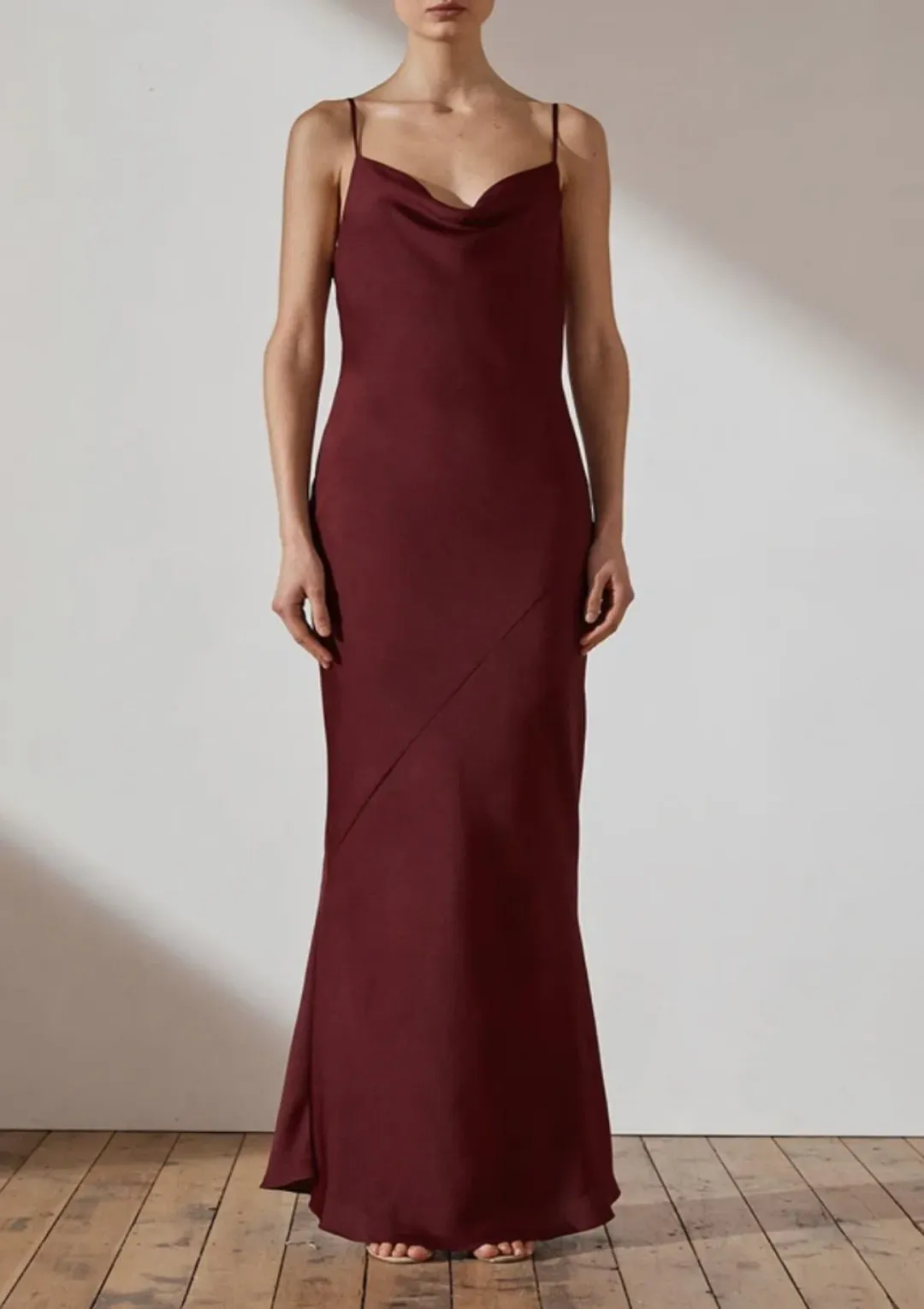 Shona Joy Luxe Bias Cowl Slip Dress Garnet Size 16 for rent on The Volte - main image