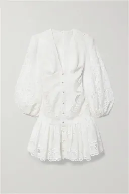 Zimmermann Mae Guipure Lace Trimmed Mini Dress Ivory Size 1 for rent on The Volte - image 3