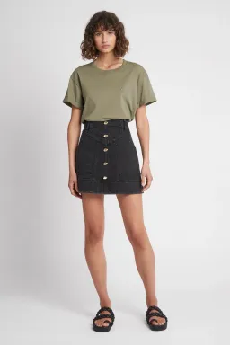 Aje Cole Denim Mini Skirt Black Size 12 for rent on The Volte - image 1