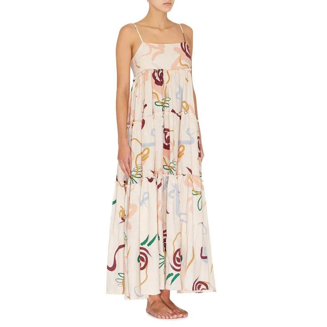 Skye and Staghorn Lottie Tiered Maxi Dress Print Size 8 for rent on The Volte - main image