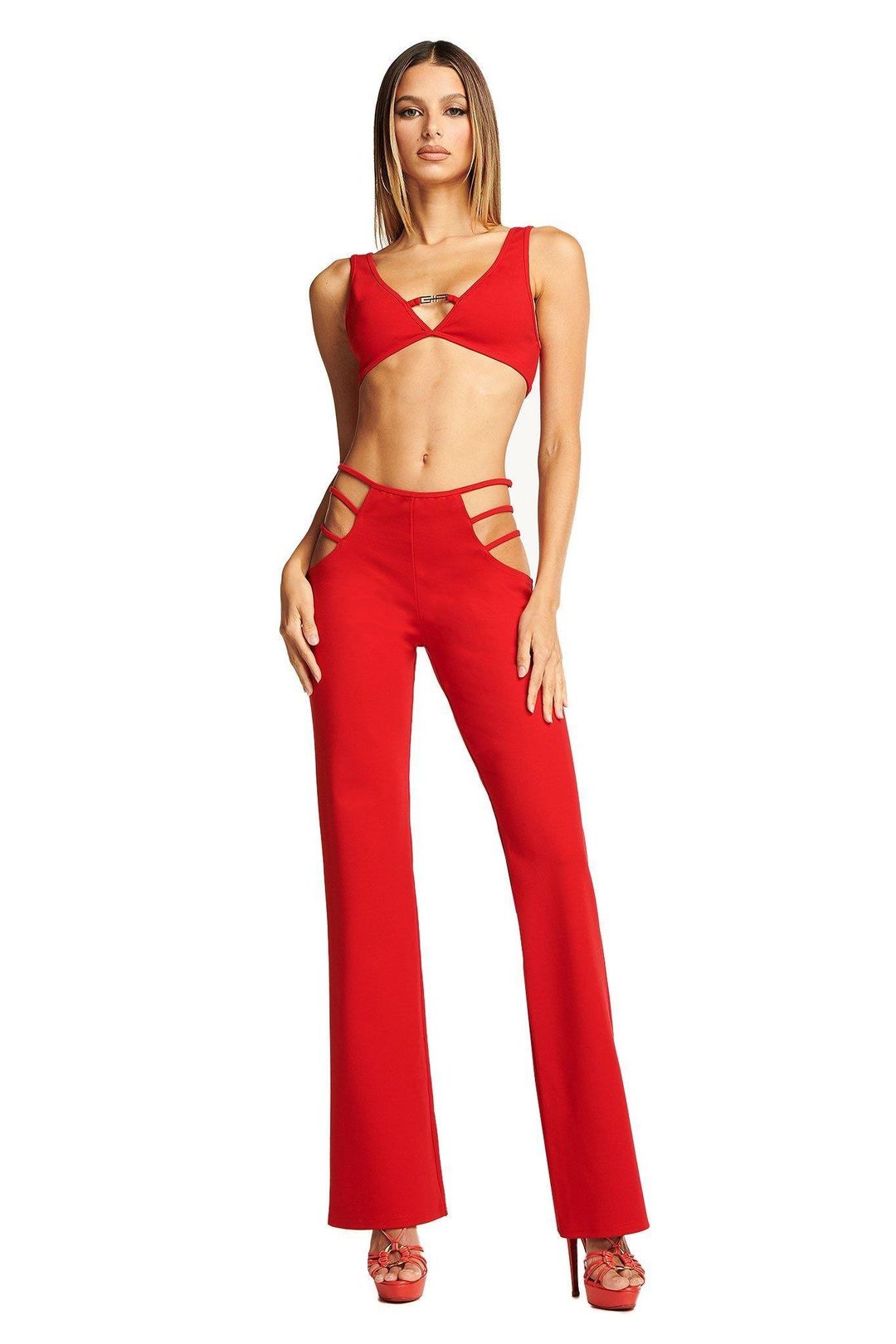 I. AM. GIA Lucid Crop Top & Pants Set Red Size S for rent on The Volte - main image