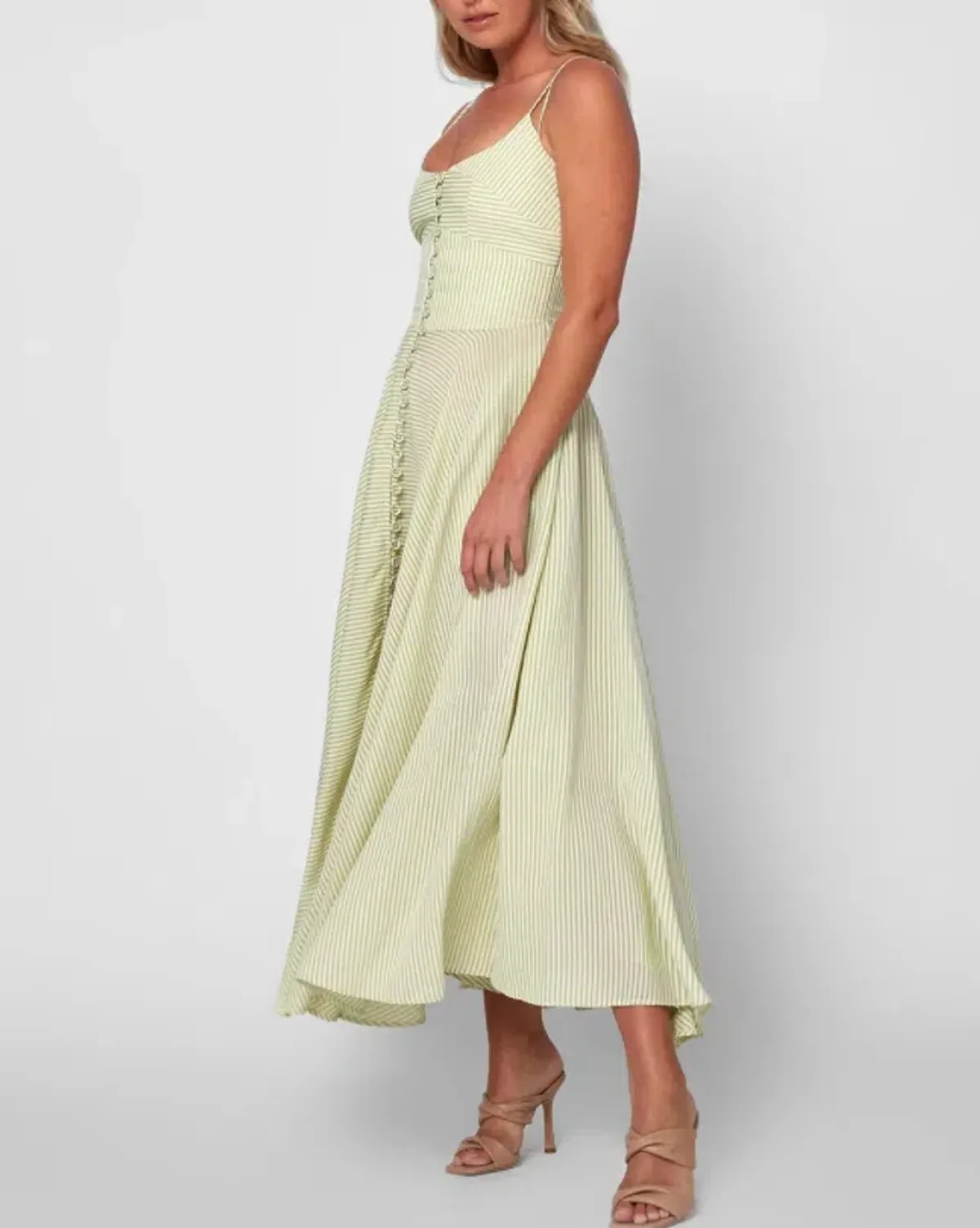 BY JOHNNY Pistachio Stripe Sun Dress Size 12 - Image 5