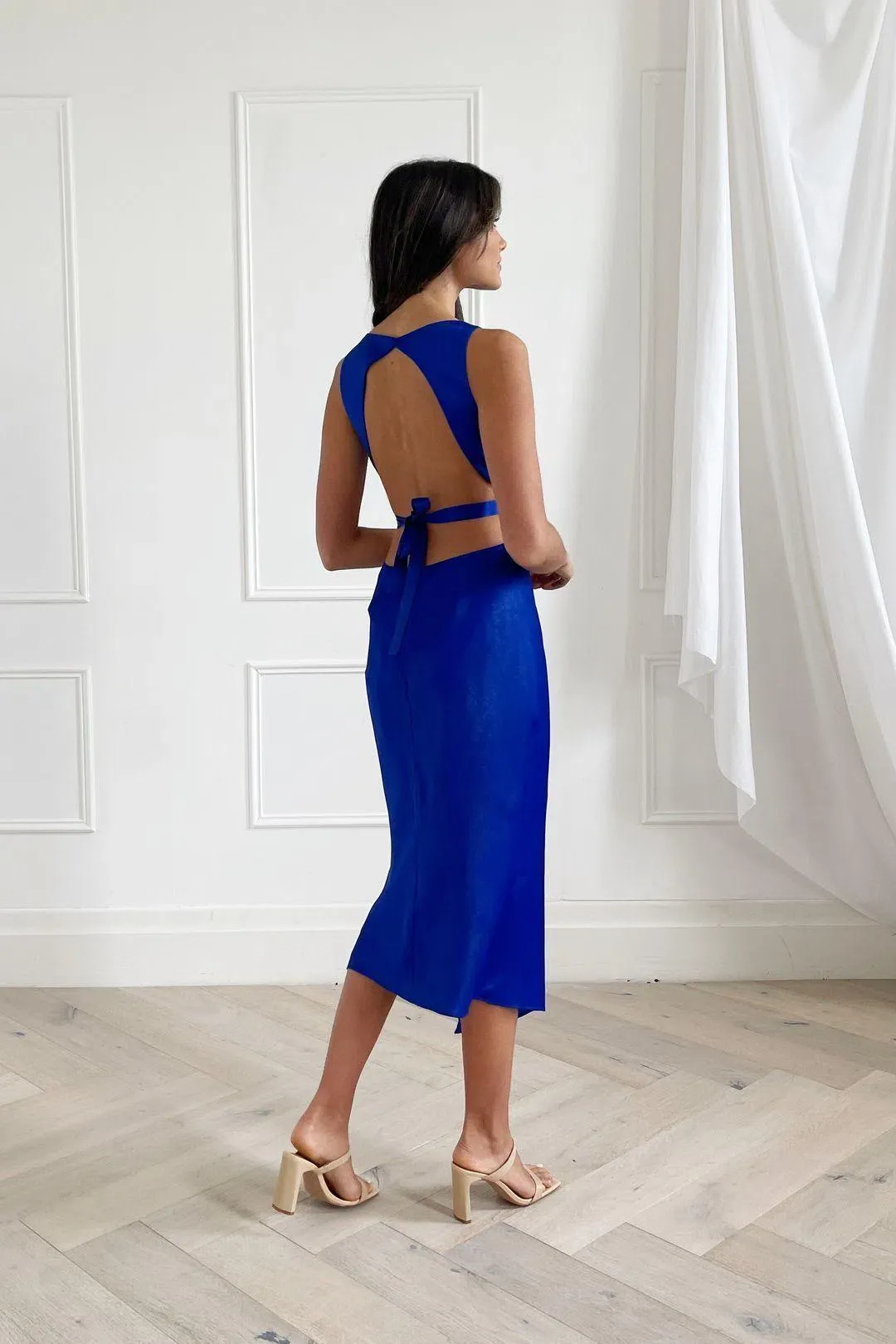 San Sloane Simone Midi Dress Cobalt Blue Size XS / AU 6 for rent on The Volte - main image