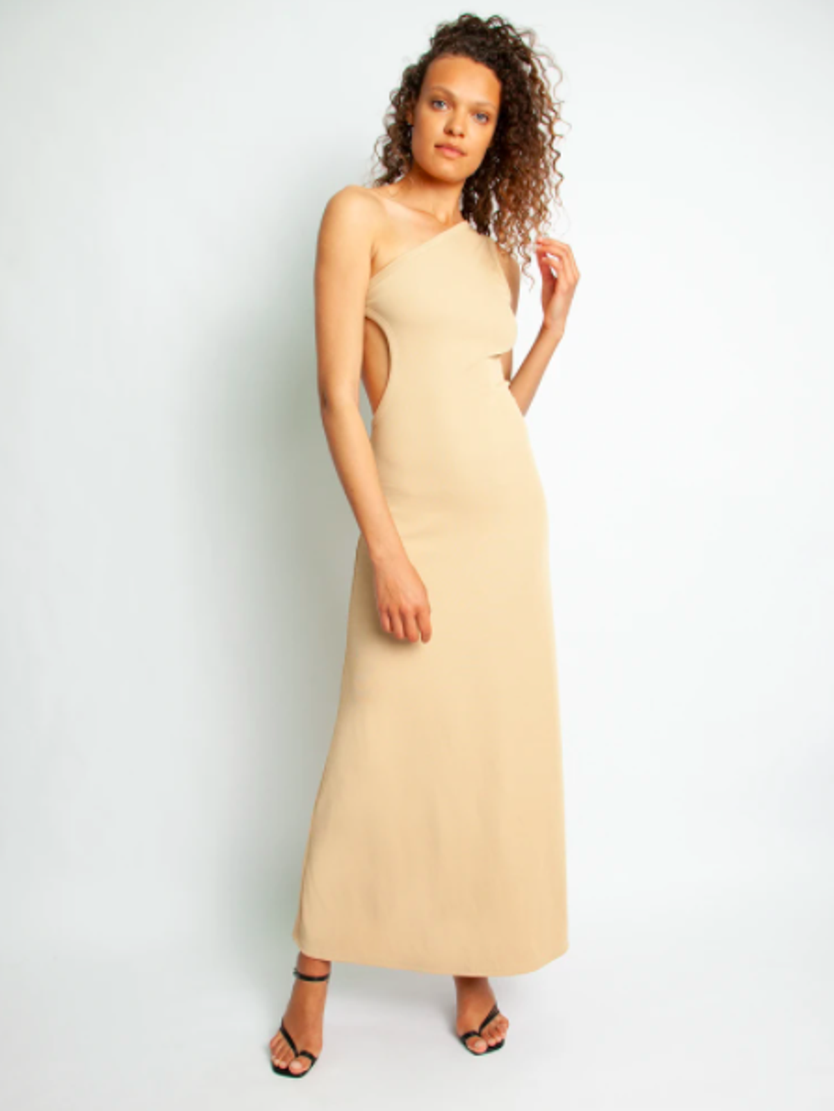 Christopher Esber One Shoulder Cutout Dress Tan Size 10 - Image 2
