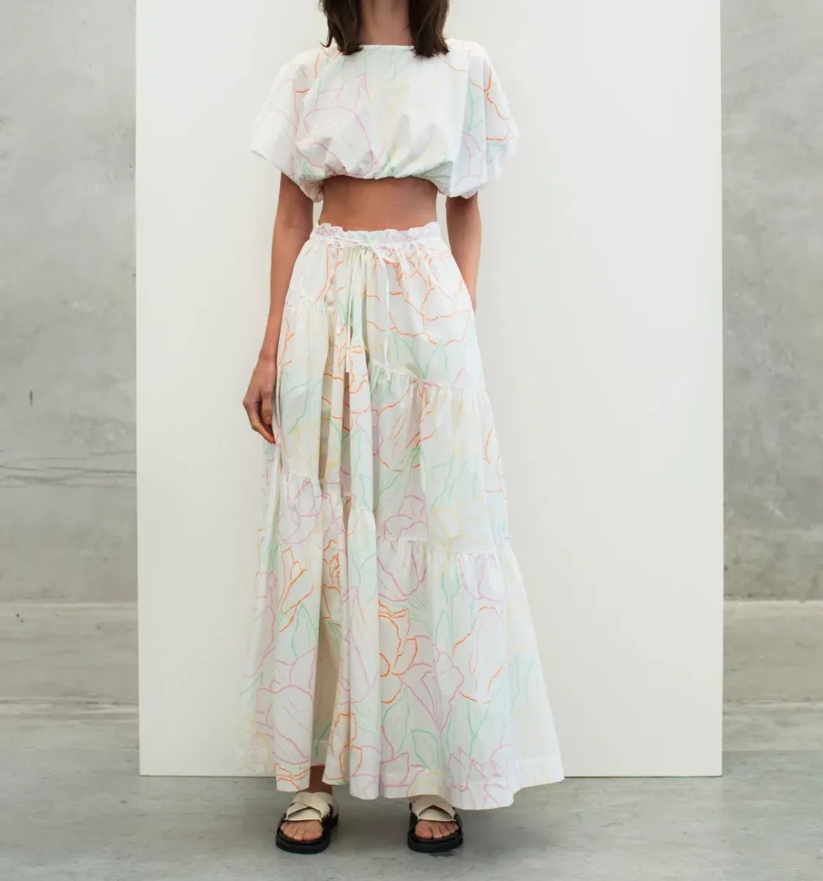 SWF Cropped Tee and Drawstring Tiered Skirt Set Print Size 8 - Image 1