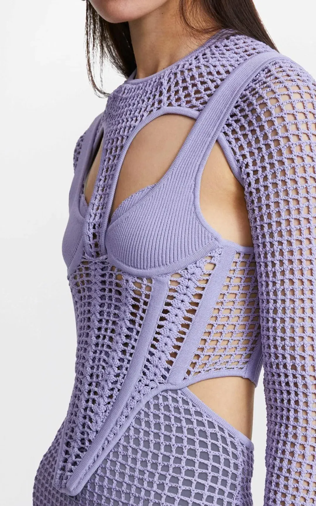 Dion Lee Stirrup crochet Dress - Lilac for rent on The Volte - main image