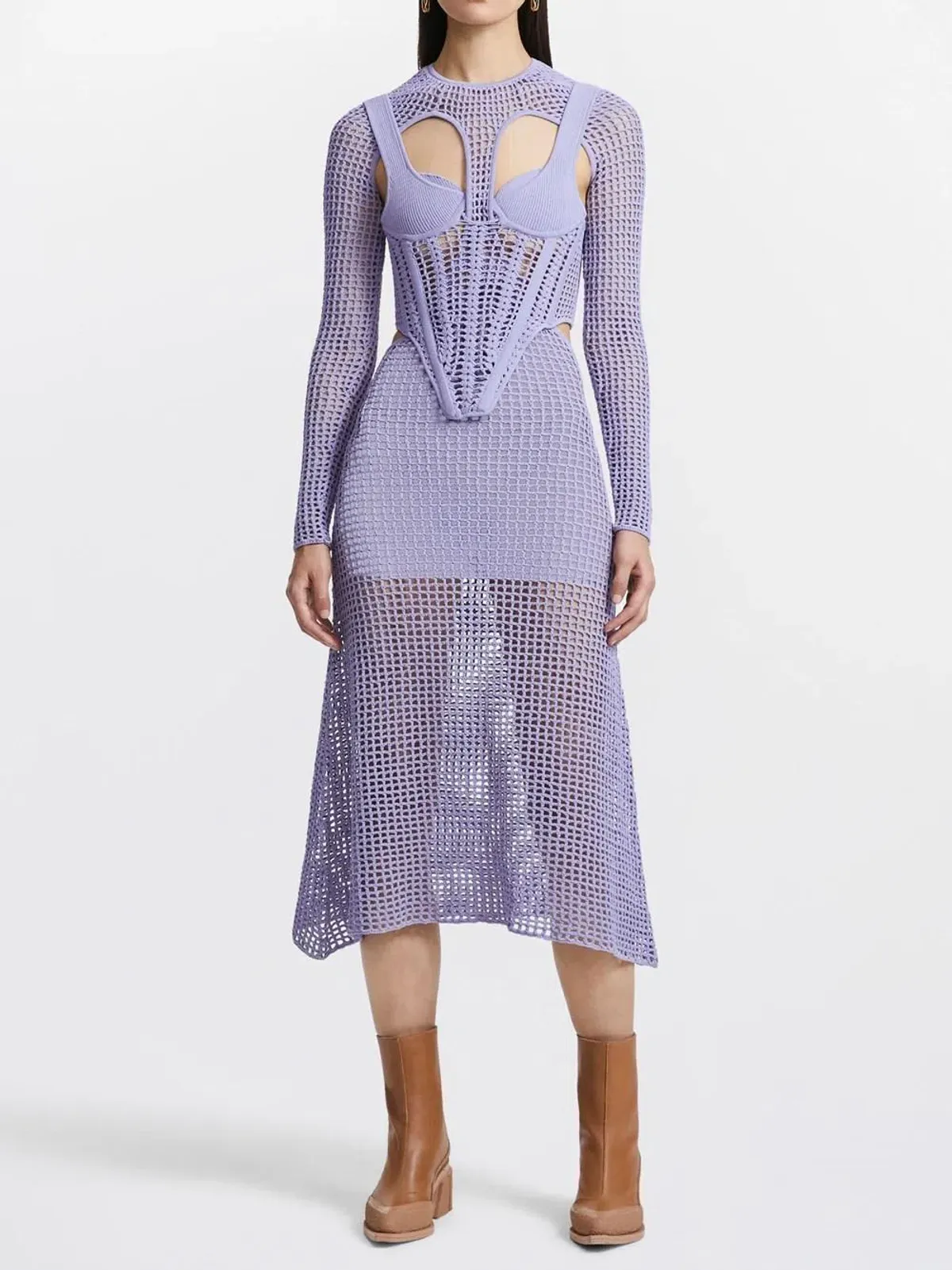 Dion Lee Stirrup crochet Dress - Lilac for rent on The Volte - main image