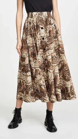 Ganni Gathered Printed Skirt Print Size 10 for rent on The Volte - image 1