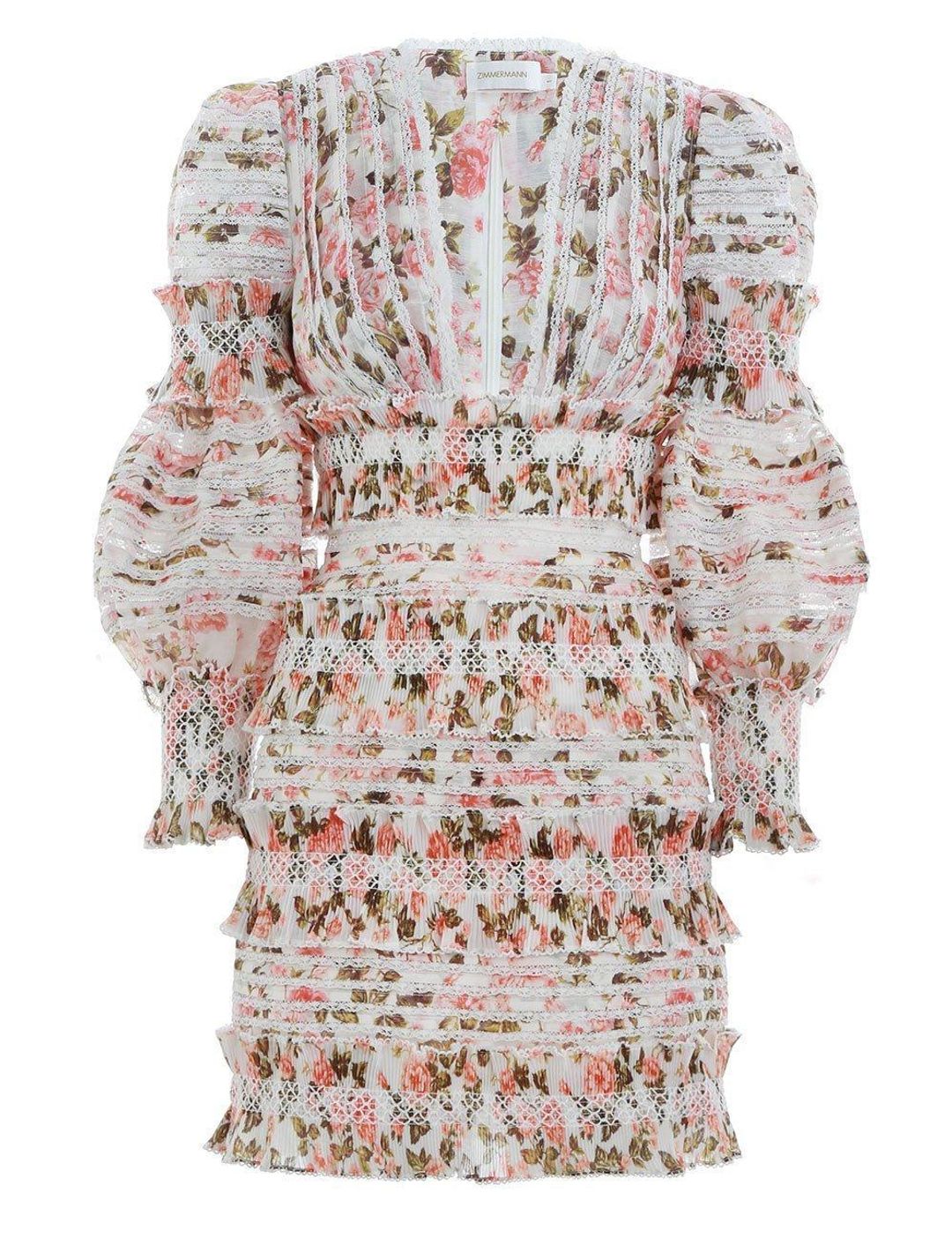 Zimmermann Radiate Smocked Mini Dress Floral Size 1 / Au 10 for rent on The Volte - main image
