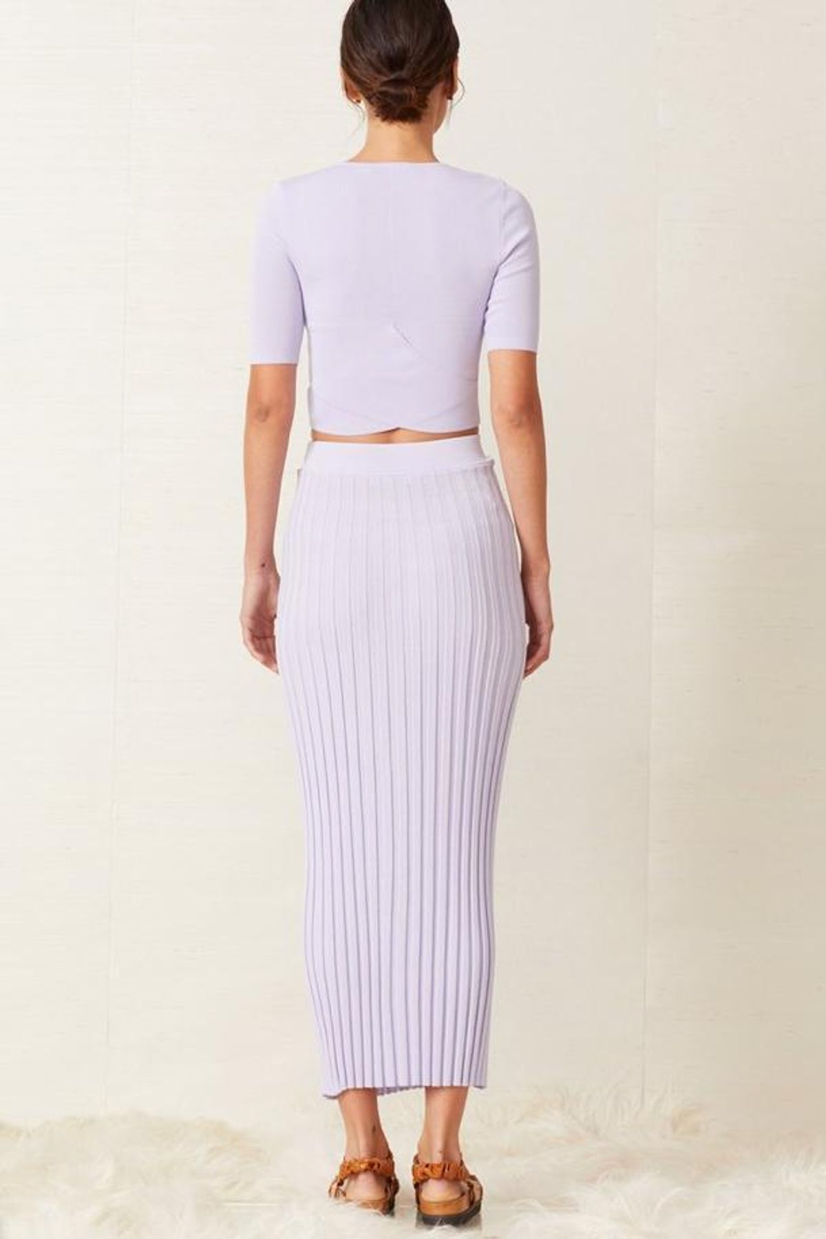 Bec & Bridge Eden Top & Midi Skirt Set Lilac Size 6 - Image 5