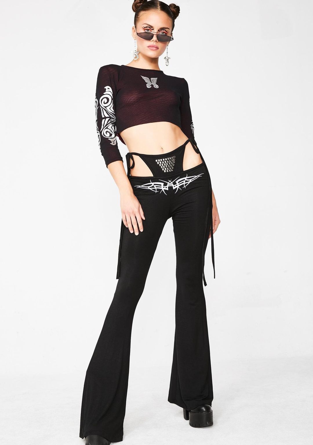 I.AM.GIA O Mighty Tribal G-String Flare Pants Black Size Medium / AU 10 for rent on The Volte - main image