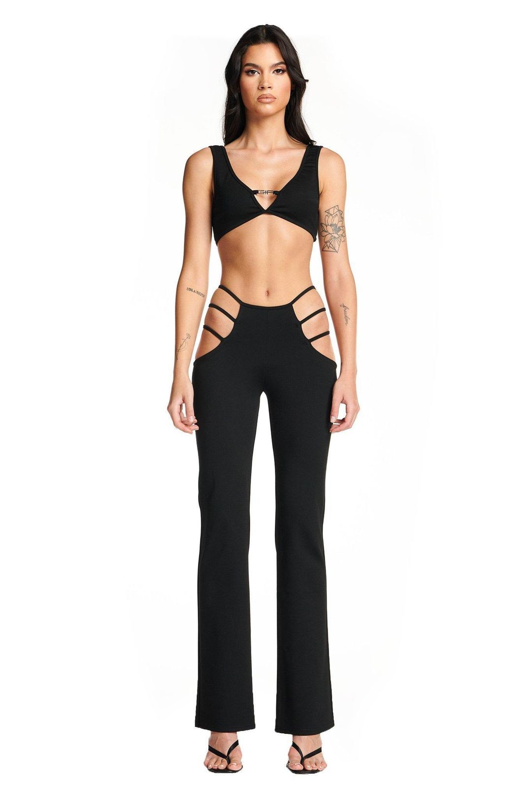 I. AM. GIA Lucid Crop Top & Pants Set Black Size XXS for rent on The Volte - main image