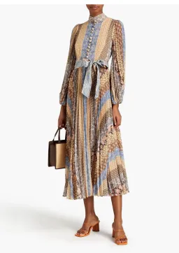 Zimmerman Sunray Long Sleeve Midi Dress Tiled Stripe Size 6 for rent on The Volte - image 1