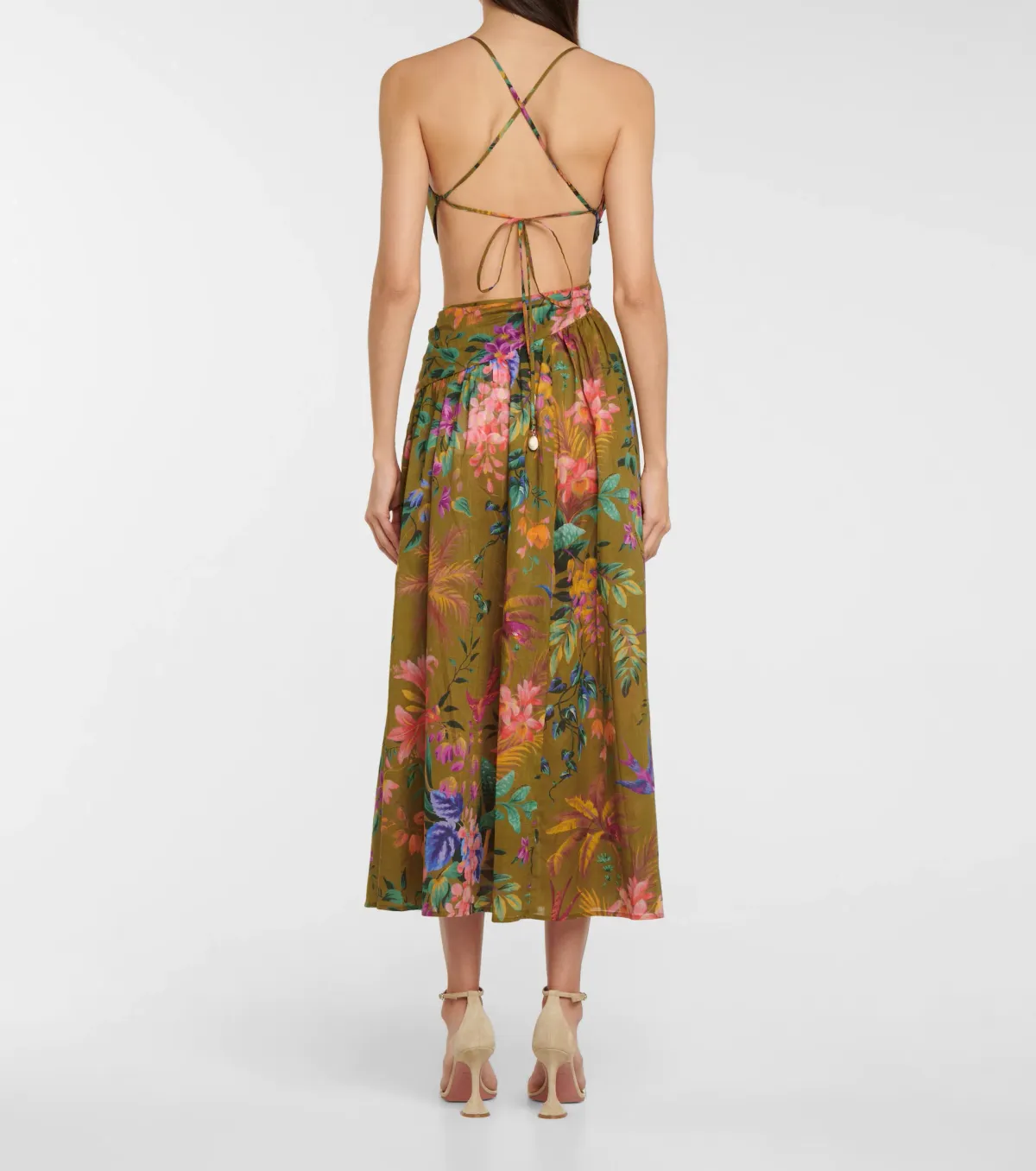 Zimmermann Tropicana Asymmetric Midi Dress Print Size 0 - Image 3