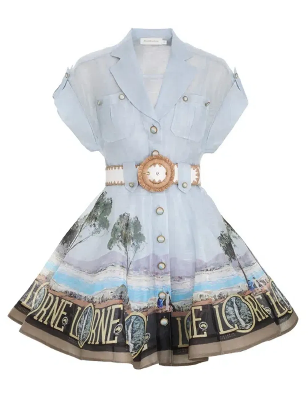 Zimmermann The Postcard Shirt Mini Dress in Lorne Print Size 0 / AU 8 for rent on The Volte - main image