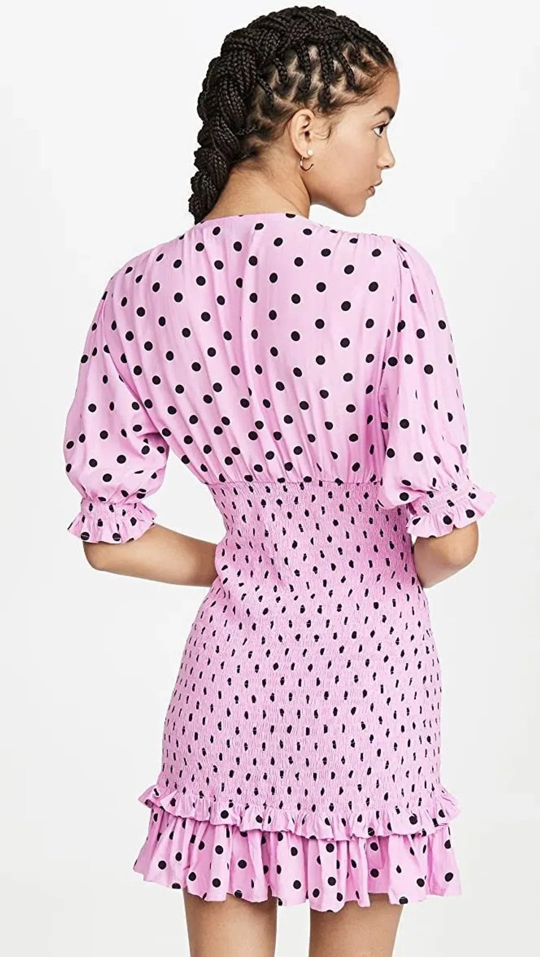 FAITHFULL THE BRAND Womens Purple Polka Dot Pouf Short Sheath Dress for rent on The Volte - main image