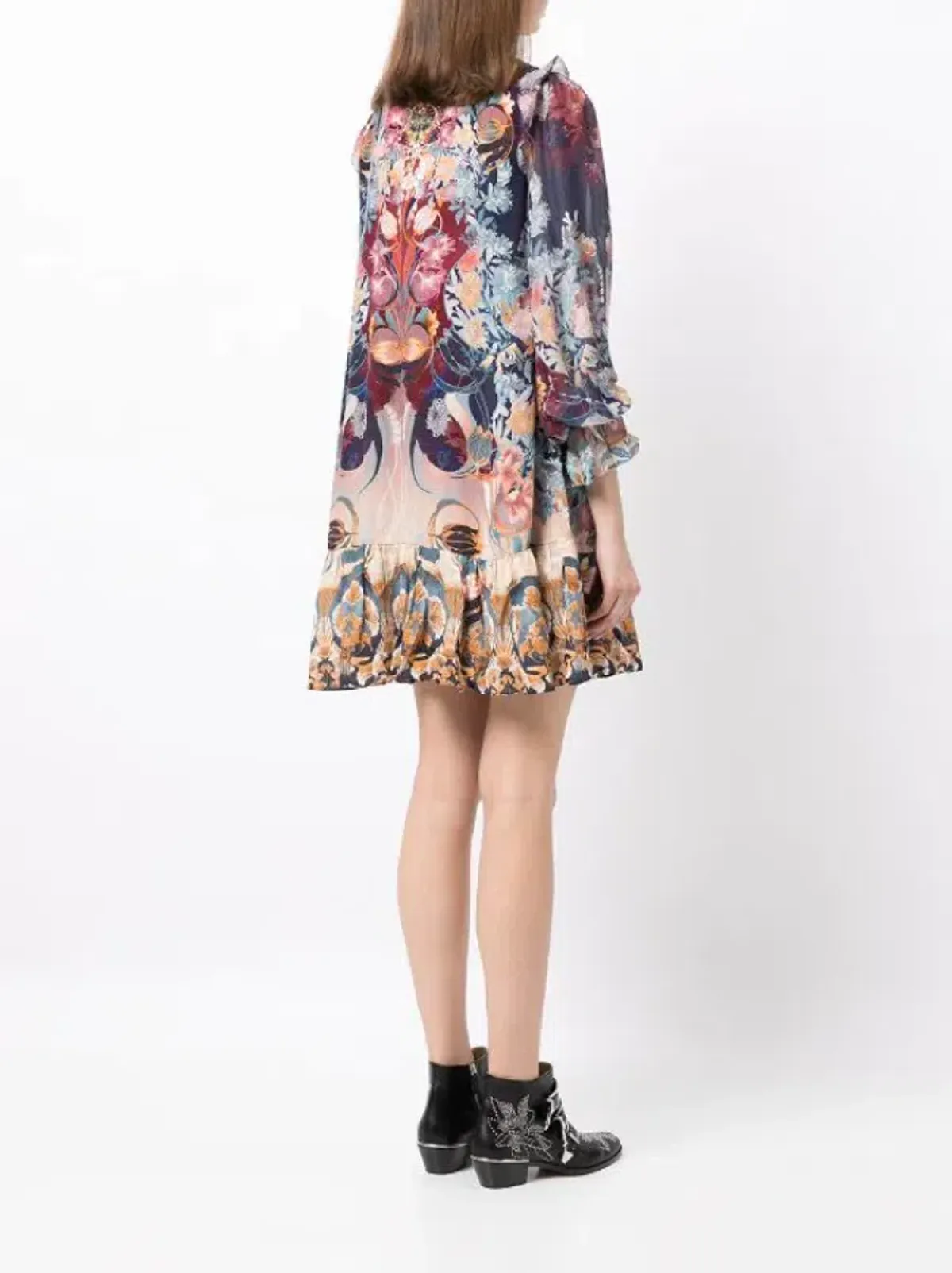 Camilla Nouveau Nights Ruffle Lace Up Dress Print Size XXL - Image 2